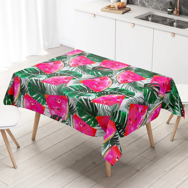 Wachstuch Tischdecke geprägt M19623 Melonen Monstera Dschungel eckig rund oval