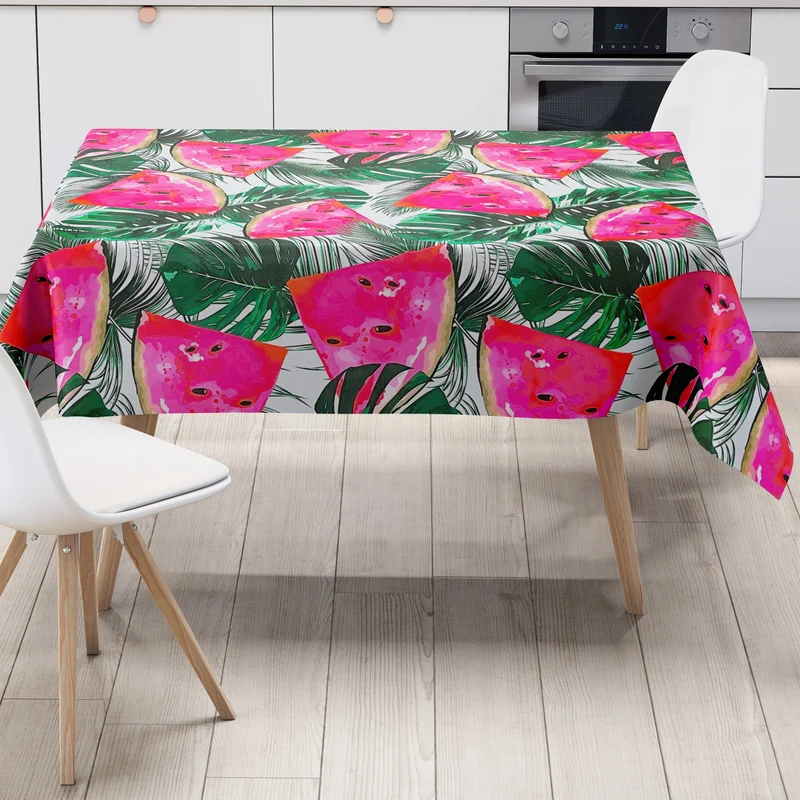 Wachstuch Tischdecke geprägt M19623 Melonen Monstera Dschungel eckig rund oval