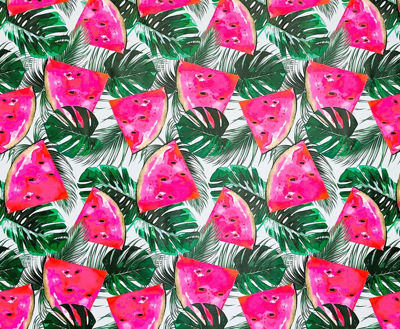 Wachstuch Tischdecke geprägt M19623 Melonen Monstera Dschungel eckig rund oval