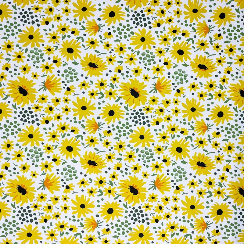 Wachstuch Tischdecke geprägt M19627 Sonnenblumen auf weiss eckig rund oval