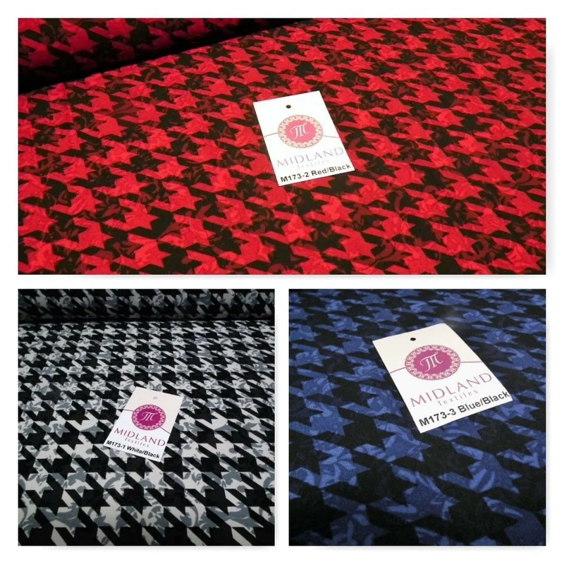 Dogtooth houndstooth soft feel printed crepe de chine fabric 58" M173 Mtex