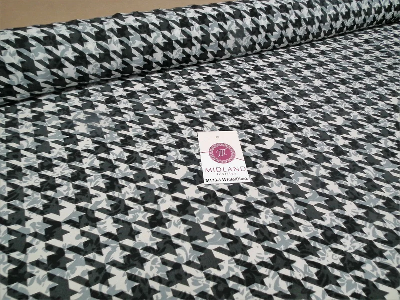 Dogtooth houndstooth soft feel printed crepe de chine fabric 58" M173 Mtex