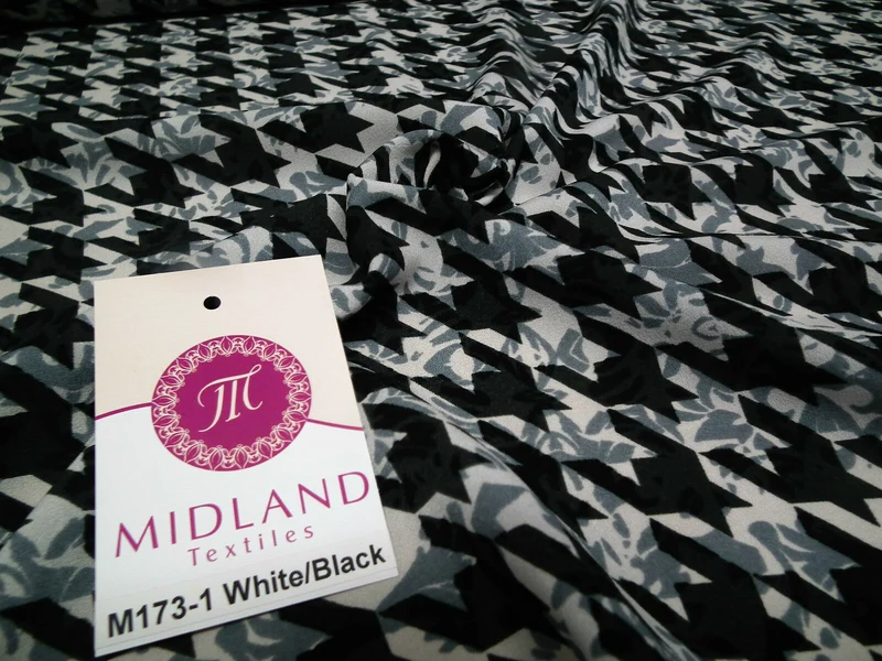 Dogtooth houndstooth soft feel printed crepe de chine fabric 58" M173 Mtex