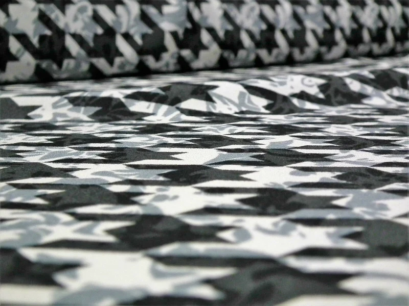 Dogtooth houndstooth soft feel printed crepe de chine fabric 58" M173 Mtex