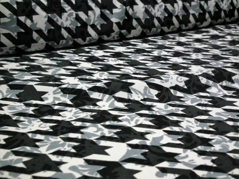 Dogtooth houndstooth soft feel printed crepe de chine fabric 58" M173 Mtex