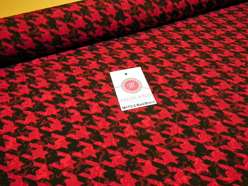 Dogtooth houndstooth soft feel printed crepe de chine fabric 58" M173 Mtex