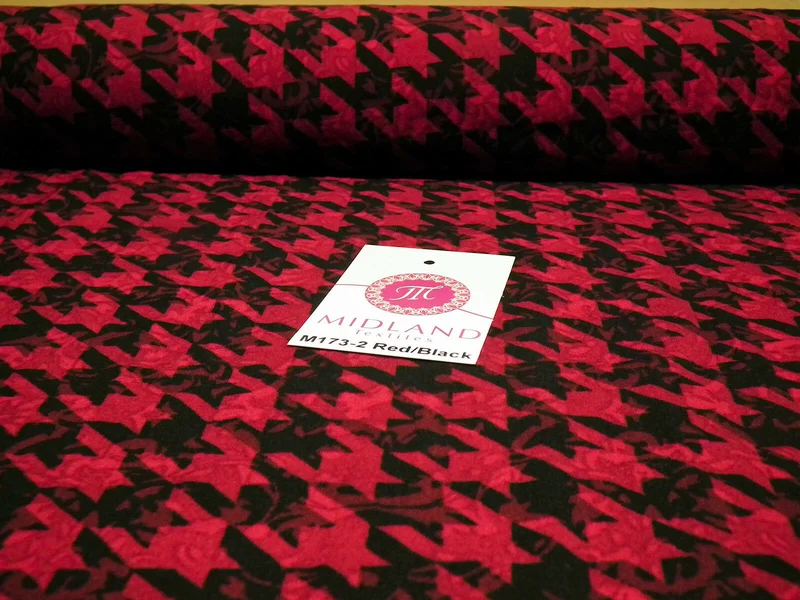Dogtooth houndstooth soft feel printed crepe de chine fabric 58" M173 Mtex