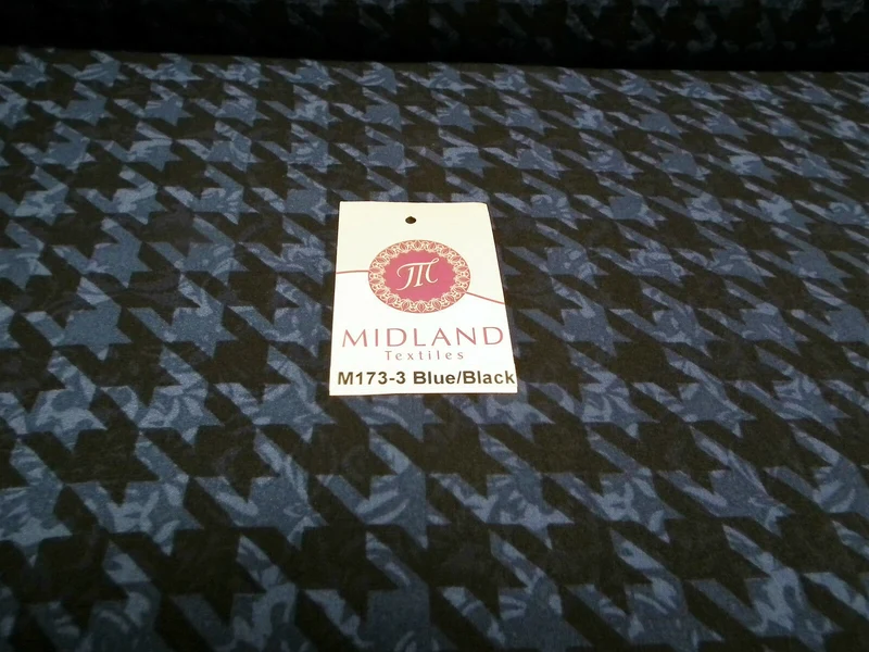 Dogtooth houndstooth soft feel printed crepe de chine fabric 58" M173 Mtex
