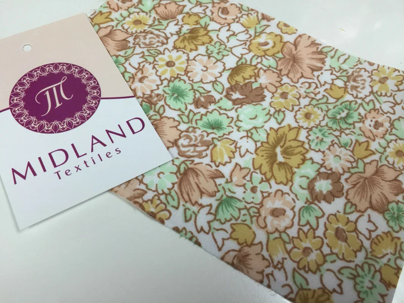 Floral Meadow Flower Poly cotton Print Fabric -44" wide M344