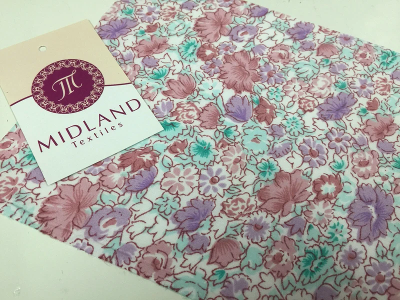 Floral Meadow Flower Poly cotton Print Fabric -44" wide M344