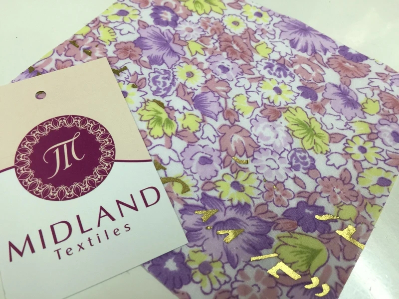 Floral Meadow Flower Poly cotton Print Fabric -44" wide M344