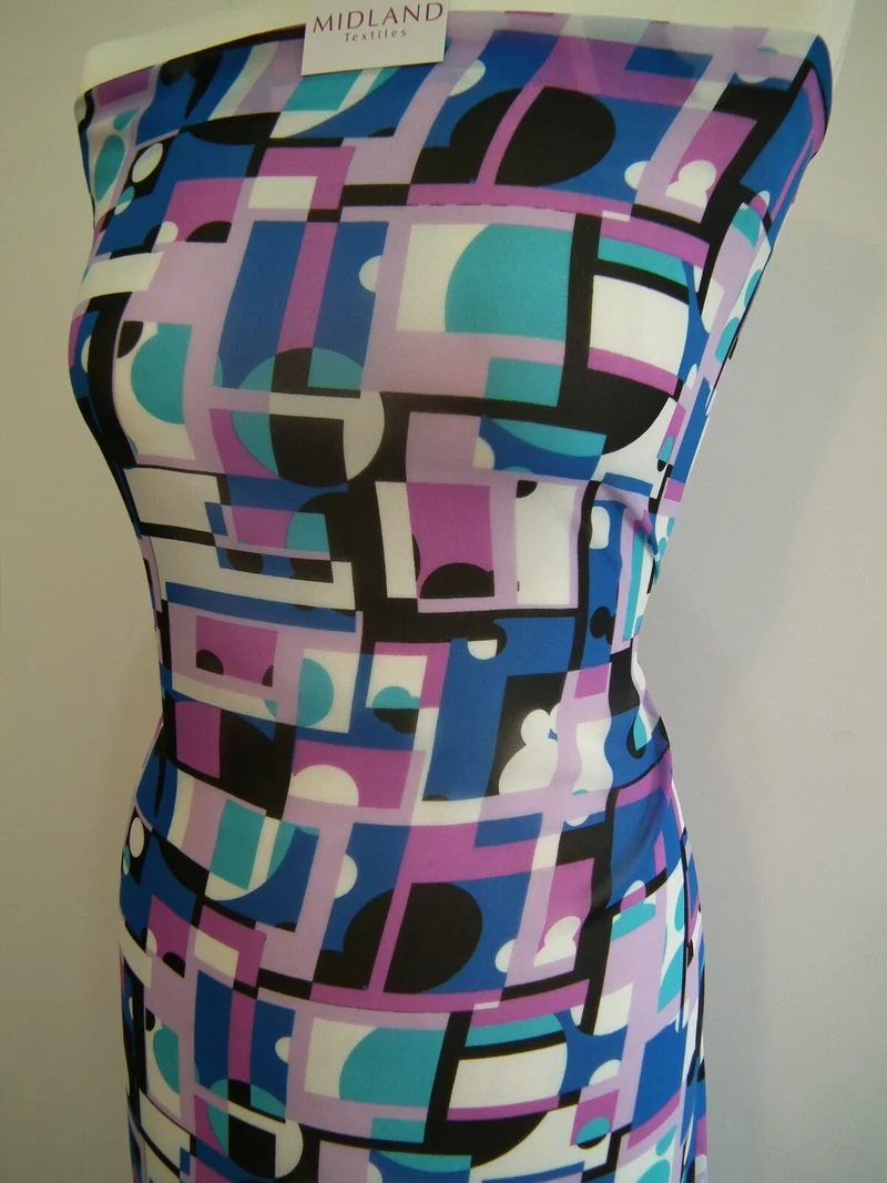 Geometric Print Georgette Fabric 58" wide per Metre M145-16 Dress Material Mtex