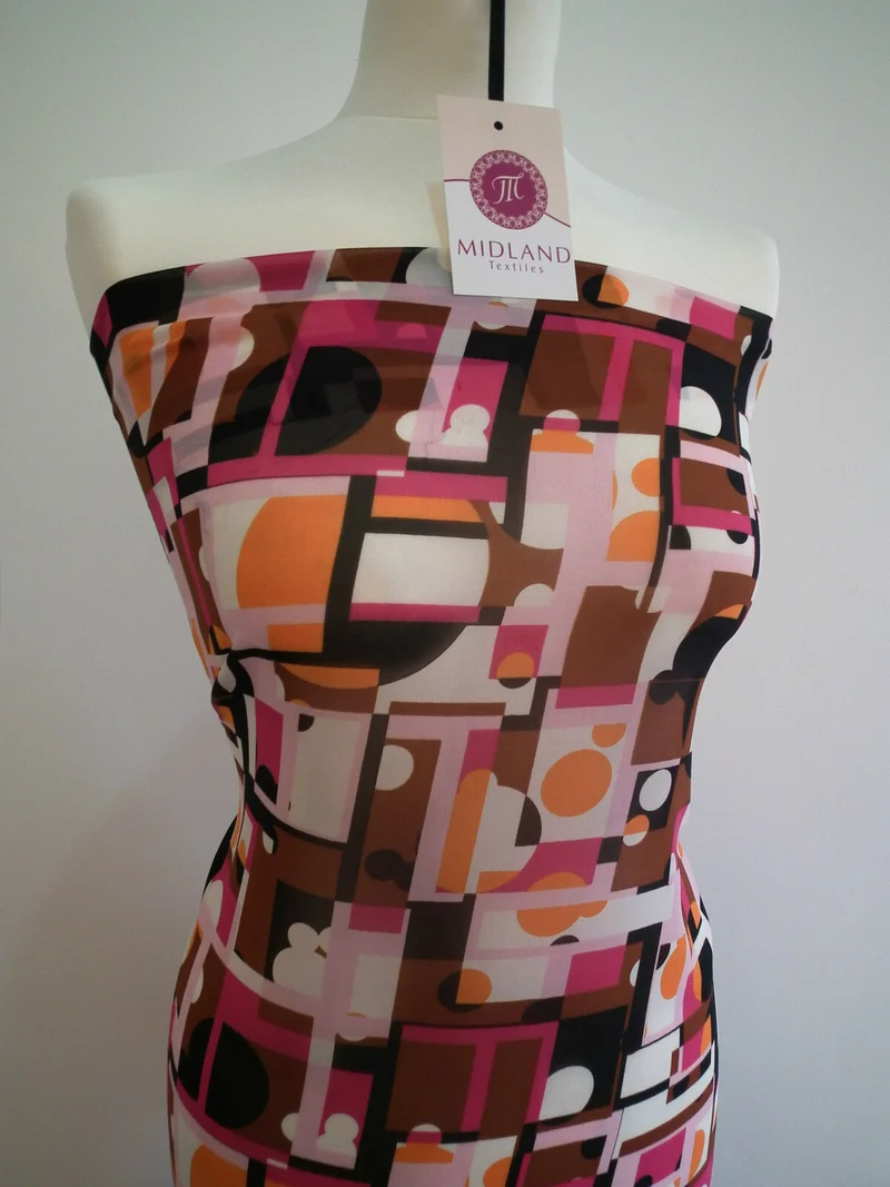 Geometric Print Georgette Fabric 58" wide per Metre M145-16 Dress Material Mtex