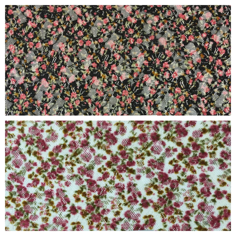 Vintage Ditsy Floral raschel stretch lace dress net fabric 55" Wide M645 Mtex
