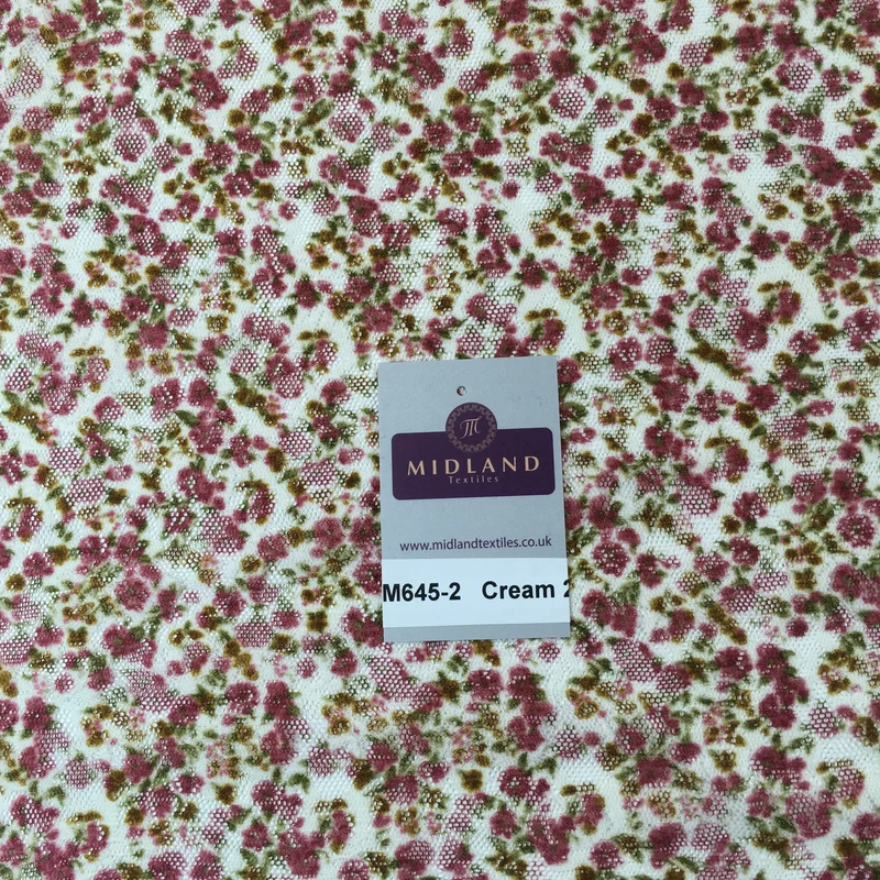 Vintage Ditsy Floral raschel stretch lace dress net fabric 55" Wide M645 Mtex