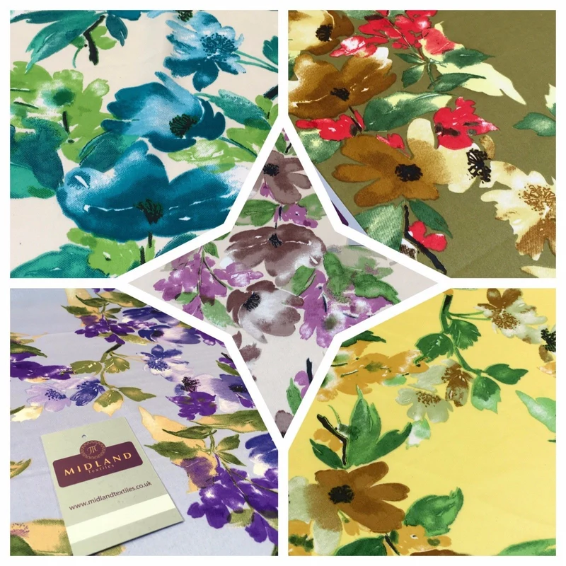 Floral Satin Fabric 58" Wide - Silky Smooth Dress & Scarf Material M727