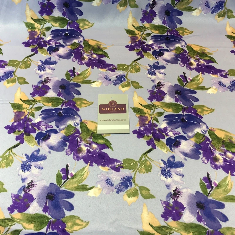 Floral Satin Fabric 58" Wide - Silky Smooth Dress & Scarf Material M727