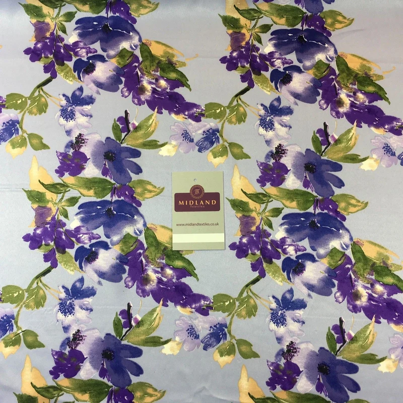 Floral Satin Fabric 58" Wide - Silky Smooth Dress & Scarf Material M727