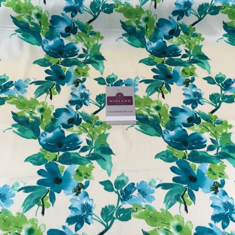 Floral Satin Fabric 58" Wide - Silky Smooth Dress & Scarf Material M727