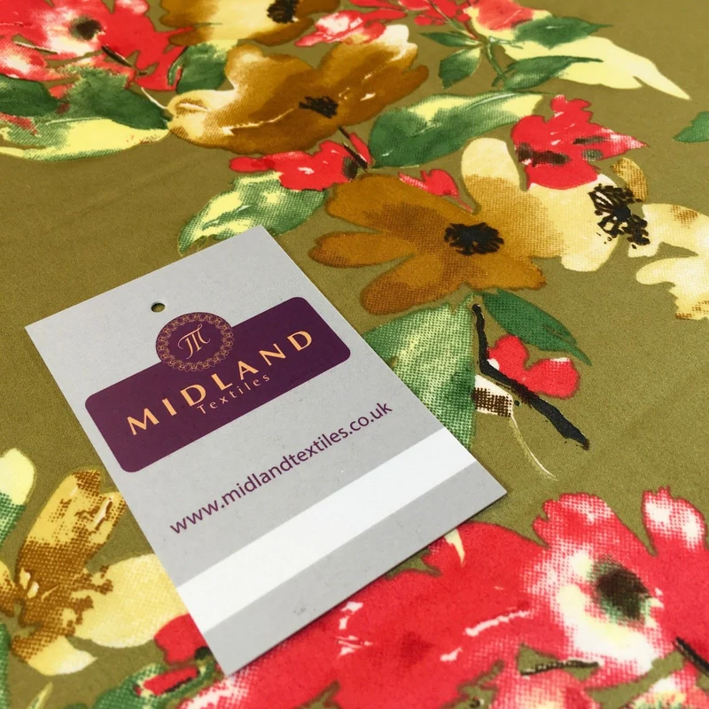 Floral Satin Fabric 58" Wide - Silky Smooth Dress & Scarf Material M727