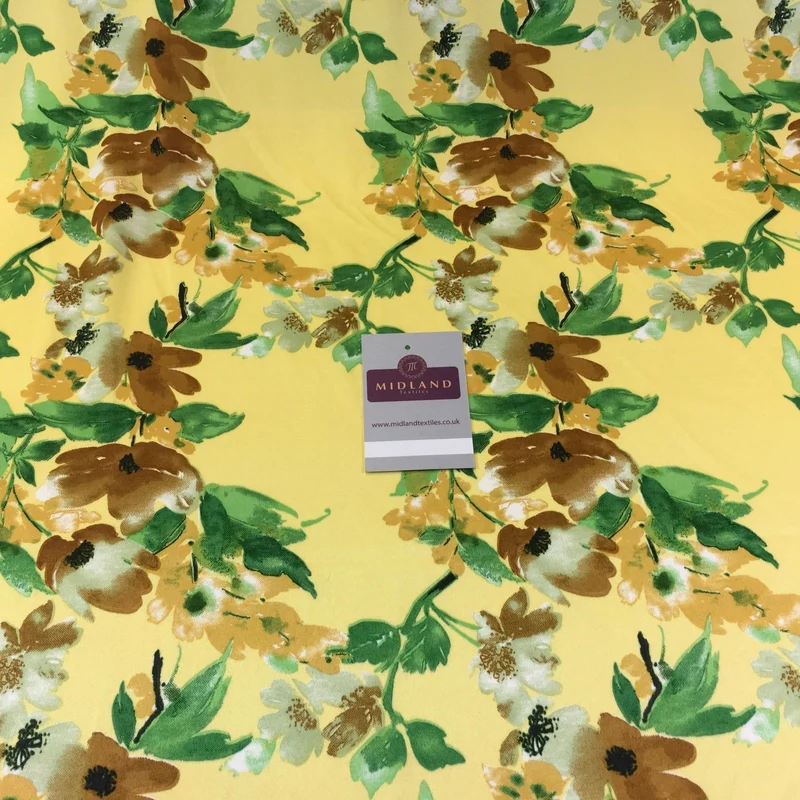 Floral Satin Fabric 58" Wide - Silky Smooth Dress & Scarf Material M727