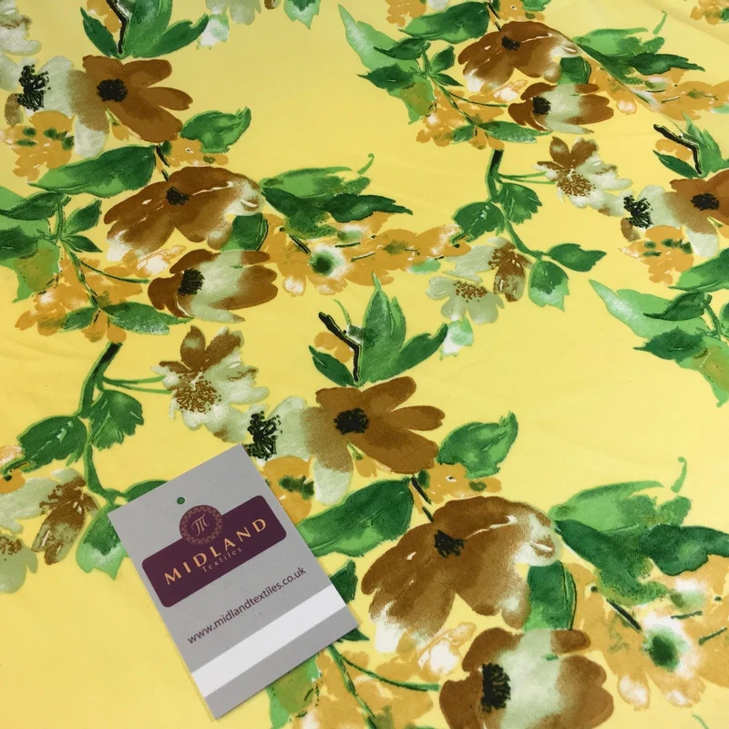 Floral Satin Fabric 58" Wide - Silky Smooth Dress & Scarf Material M727