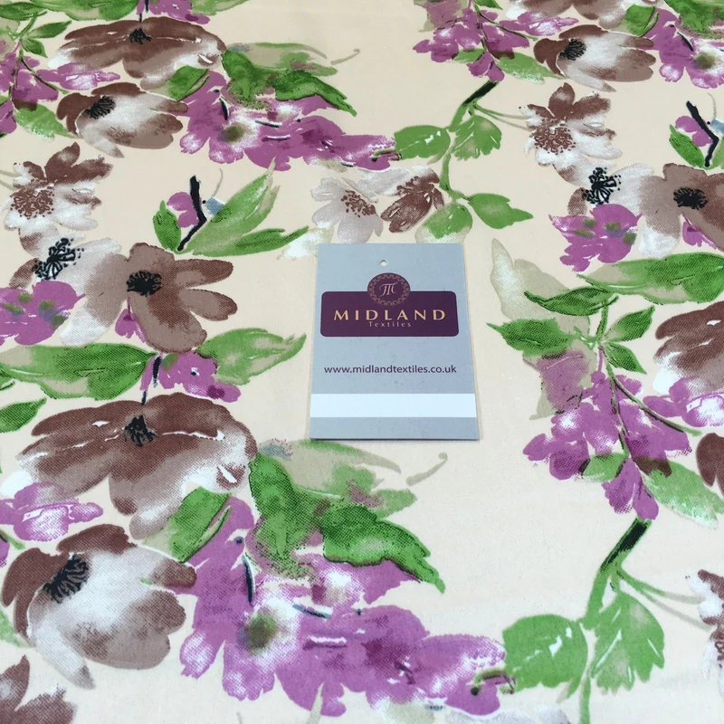 Floral Satin Fabric 58" Wide - Silky Smooth Dress & Scarf Material M727