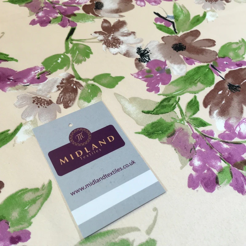 Floral Satin Fabric 58" Wide - Silky Smooth Dress & Scarf Material M727