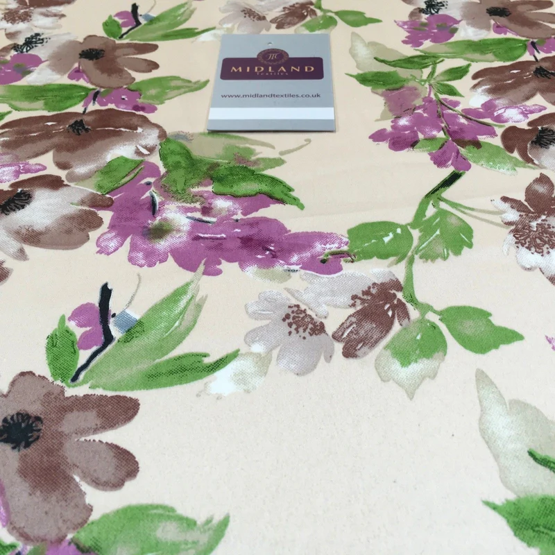 Floral Satin Fabric 58" Wide - Silky Smooth Dress & Scarf Material M727