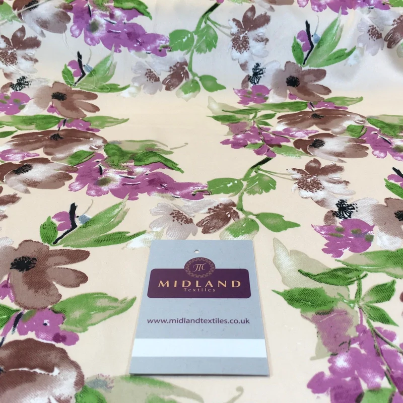 Floral Satin Fabric 58" Wide - Silky Smooth Dress & Scarf Material M727
