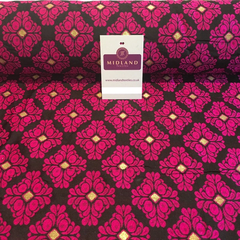 Indian Floral Gold geometric Jacquard brocade waistcoat fabric 45" M724 Mtex