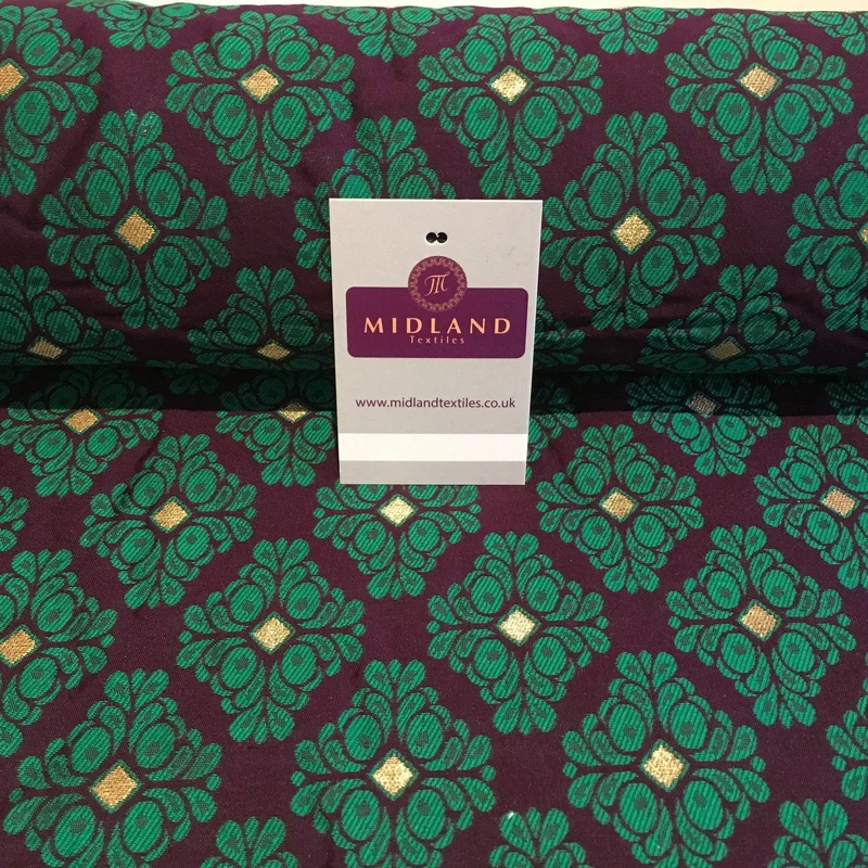 Indian Floral Gold geometric Jacquard brocade waistcoat fabric 45" M724 Mtex
