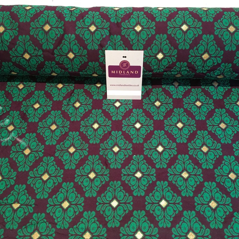Indian Floral Gold geometric Jacquard brocade waistcoat fabric 45" M724 Mtex