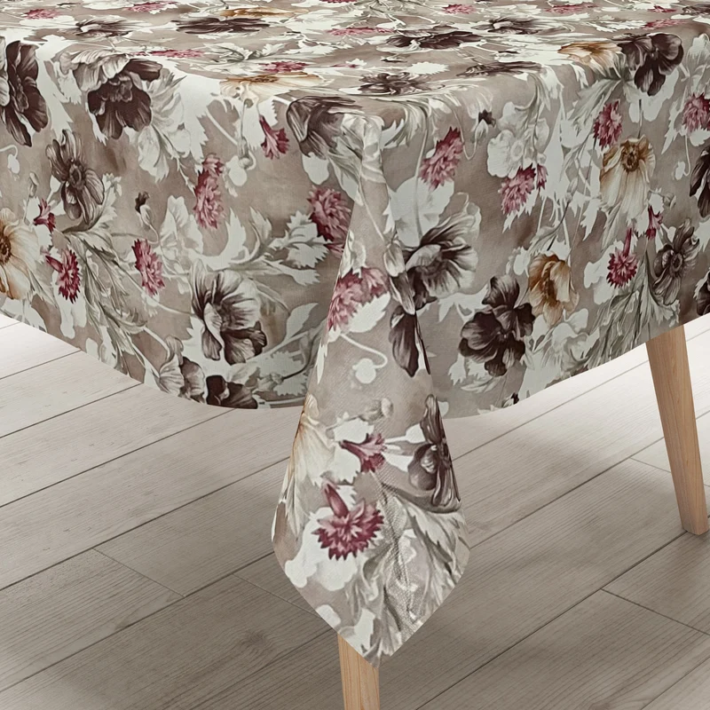 Wachstuch Tischdecke 01410-06 Mohnblumen Blüten Blumen floral altrosa eckig rund oval