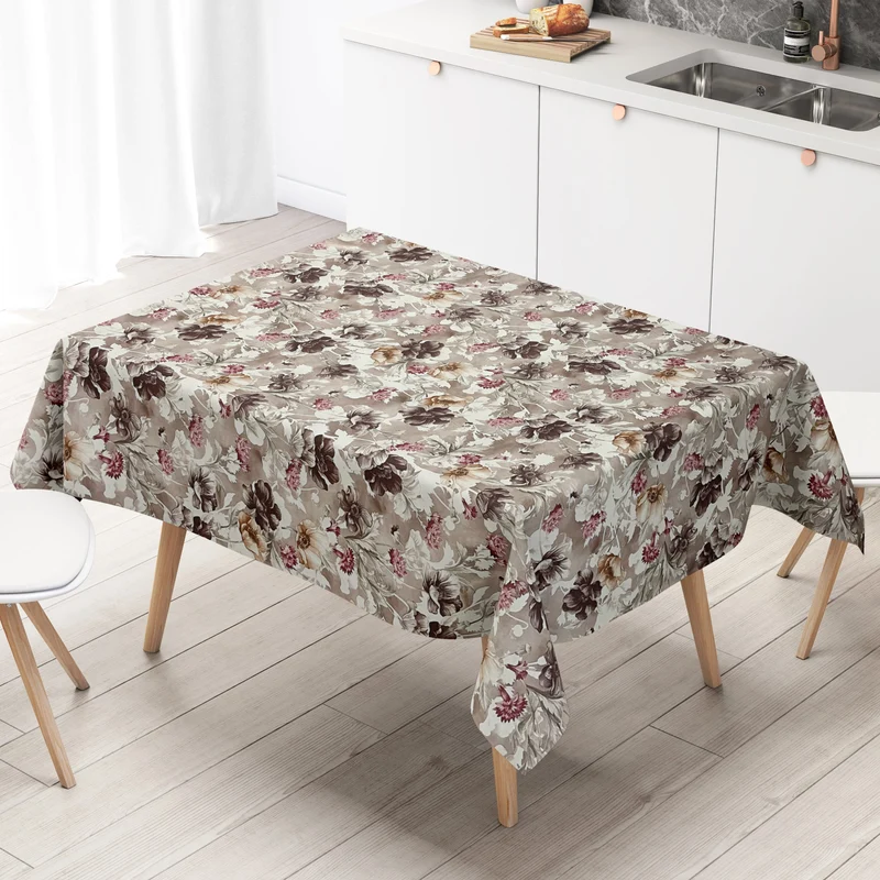Wachstuch Tischdecke 01410-06 Mohnblumen Blüten Blumen floral altrosa eckig rund oval