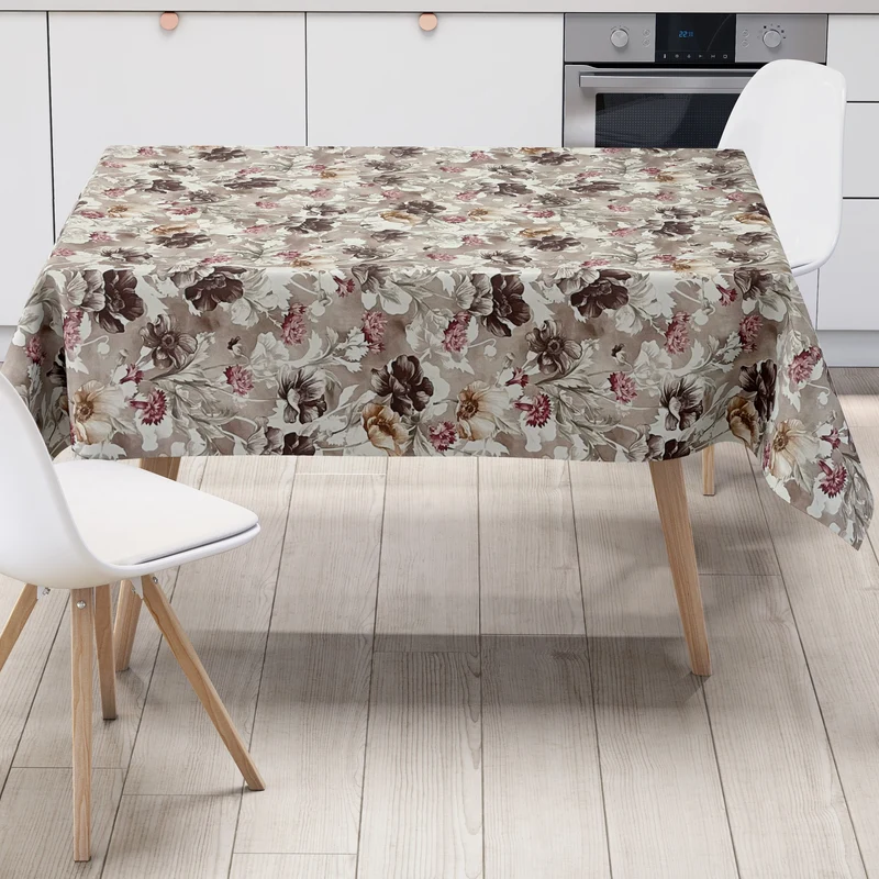 Wachstuch Tischdecke 01410-06 Mohnblumen Blüten Blumen floral altrosa eckig rund oval