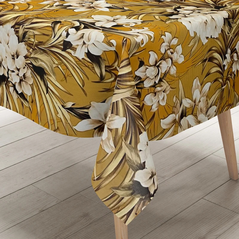 Wachstuch Tischdecke 01439-02 Lilien Blumen floral Meterware orange terrakotta eckig rund oval
