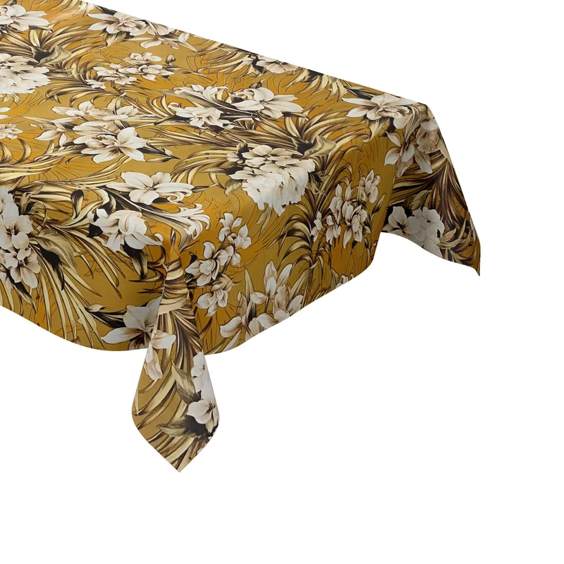 Wachstuch Tischdecke 01439-02 Lilien Blumen floral Meterware orange terrakotta eckig rund oval