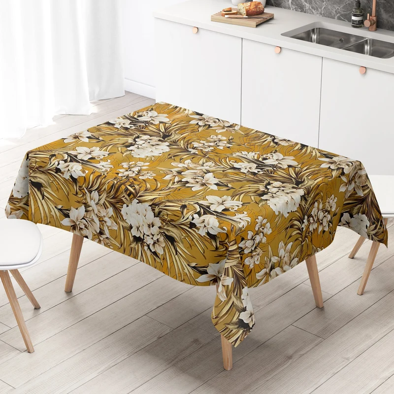 Wachstuch Tischdecke 01439-02 Lilien Blumen floral Meterware orange terrakotta eckig rund oval