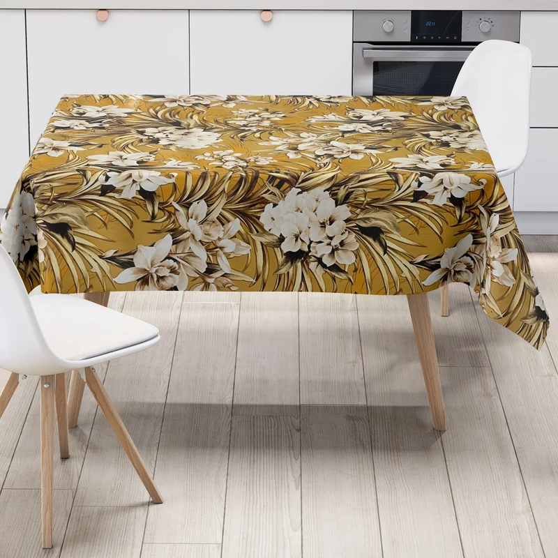 Wachstuch Tischdecke 01439-02 Lilien Blumen floral Meterware orange terrakotta eckig rund oval