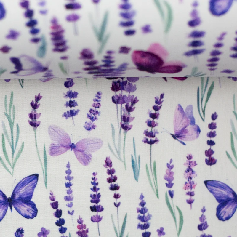 Baumwoll-Webware Tim - Lavendel Schmetterlinge - 10 cm