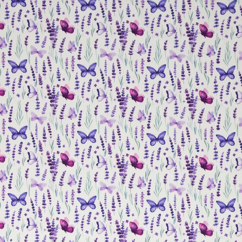 Baumwoll-Webware Tim - Lavendel Schmetterlinge - 10 cm