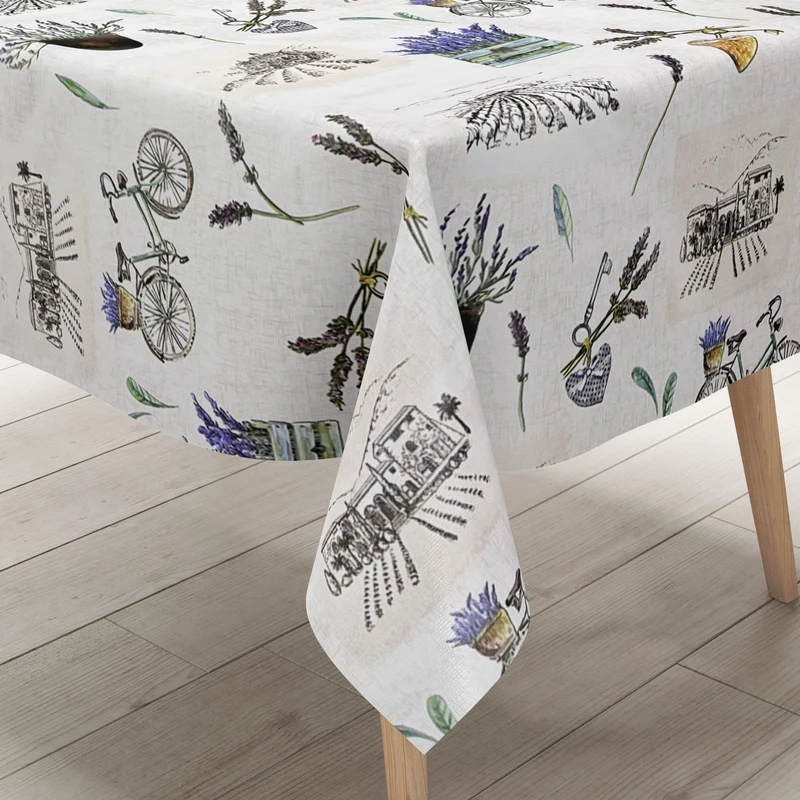 Wachstuch Tischdecke B6017-01 Lavendel Fahrrad Provence eckig rund oval