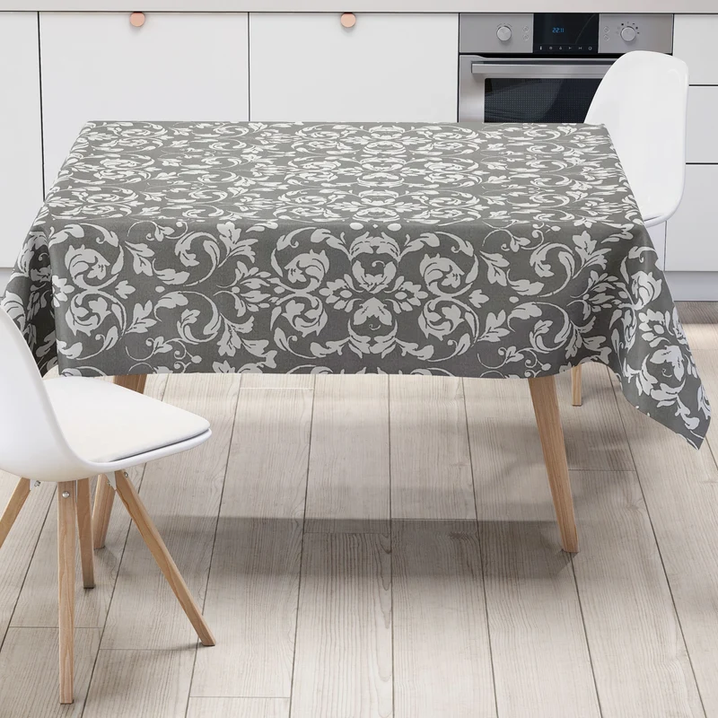 Wachstuch Tischdecke B4014-05 barocke Linien auf dunkelgrau eckig rund oval