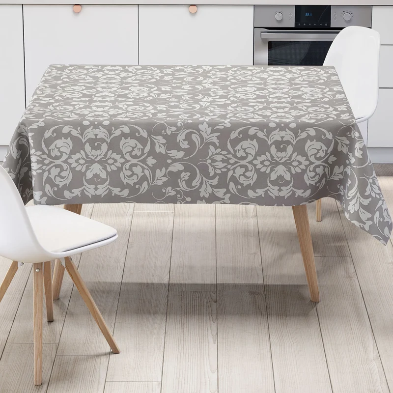 Wachstuch Tischdecke B4014-04 barocke Linien auf hellgrau eckig rund oval