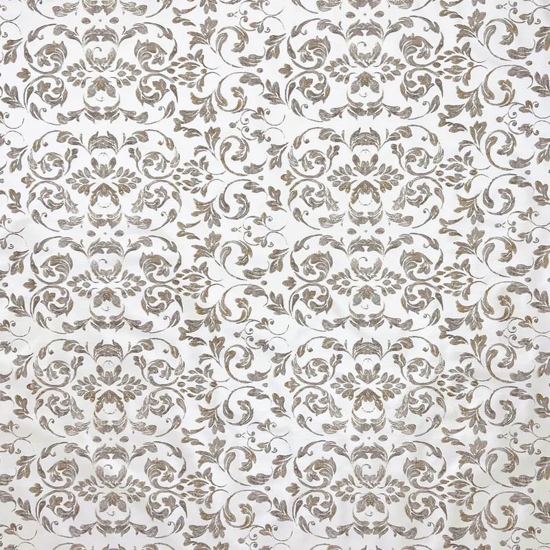 Wachstuch Tischdecke B4014-01 barocke Linien gold silber auf weiss eckig rund oval
