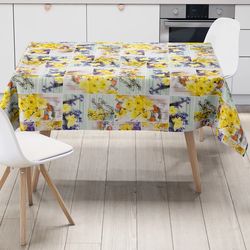 Wachstuch Tischdecke B4036-01 Narzissen Blaustern Frühjahr eckig rund oval