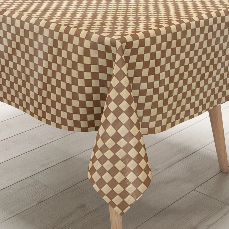 Wachstuch Tischdecke B1793-01 karo kariert beige braun eckig rund oval