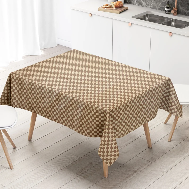 Wachstuch Tischdecke B1793-01 karo kariert beige braun eckig rund oval
