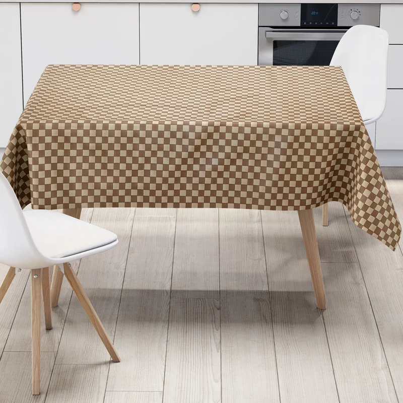 Wachstuch Tischdecke B1793-01 karo kariert beige braun eckig rund oval